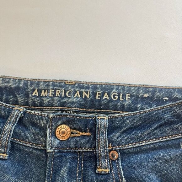 American Eagle Mom Jeans Stretch Destroyed Denim Jeans Size 6 - Picture 7 of 9